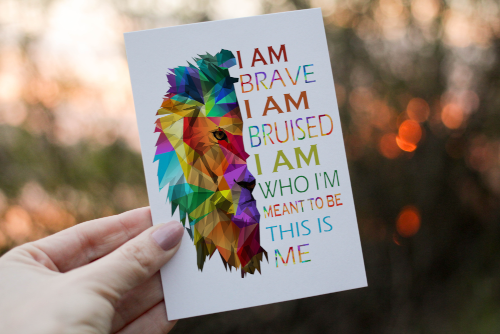 I Am Brave LGBTQ Lion Birthday Card, LGBTQ Birthday Card